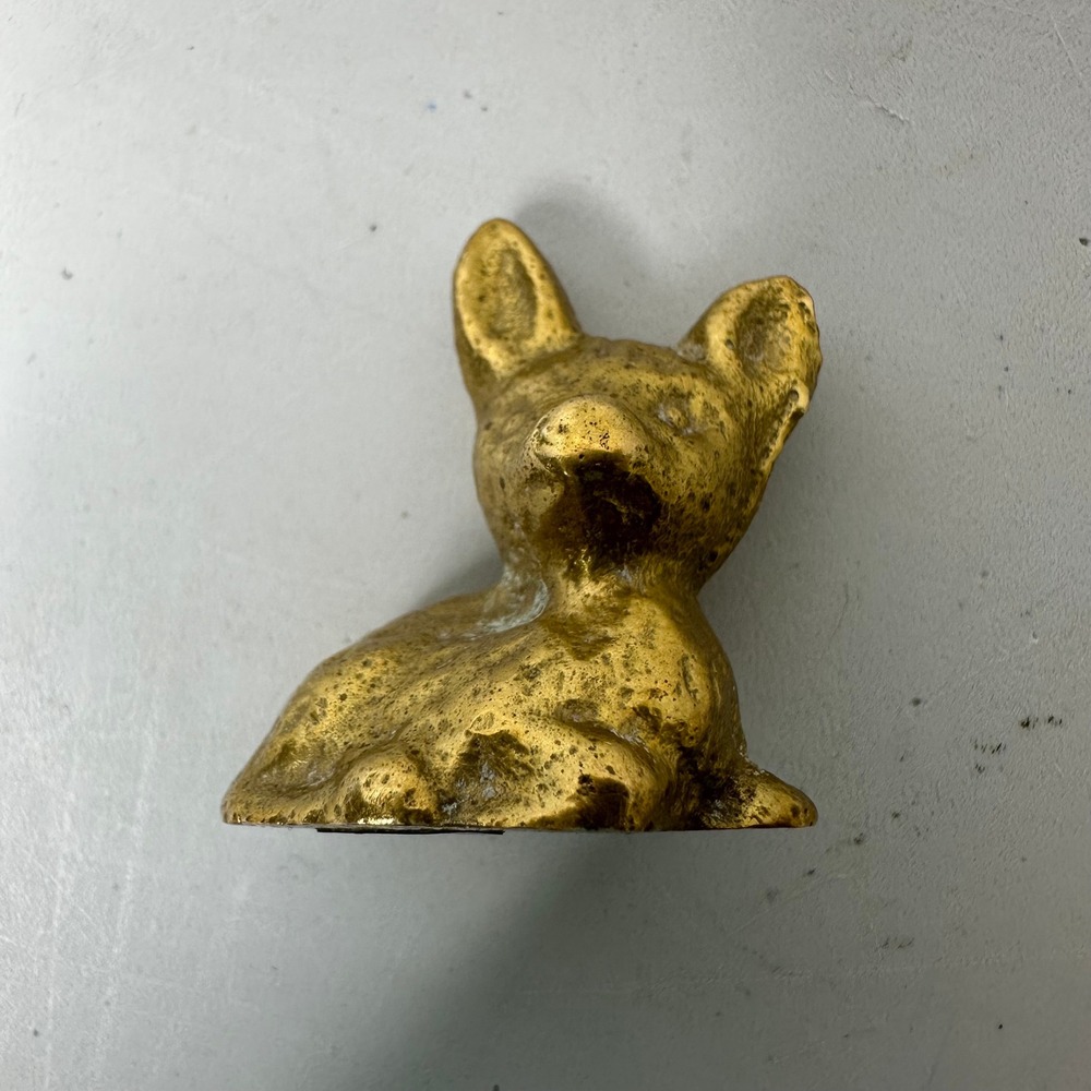 Vintage Miniature Solid Brass Fox Figurine Resting Animal Statue Made in India